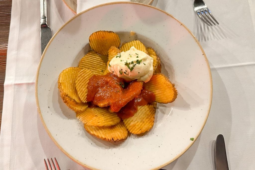 A picture of Patatas bravas. Taste these as well as other Spanish specialties on this gourmet tapas tours