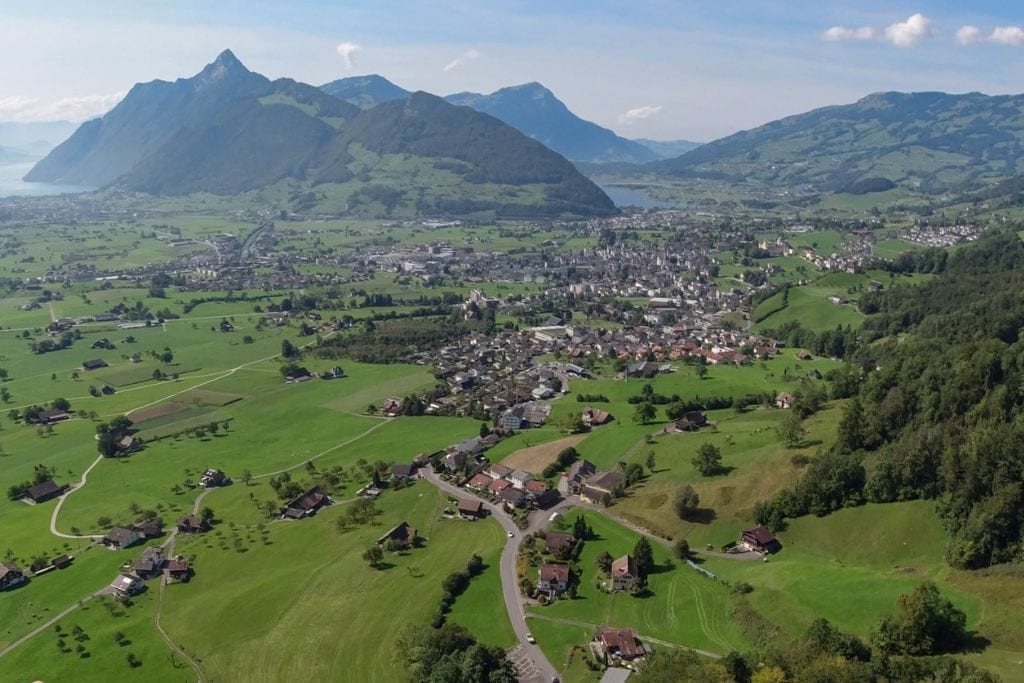 A picture of the gorgeous views seen while paragliding in Schwyz,