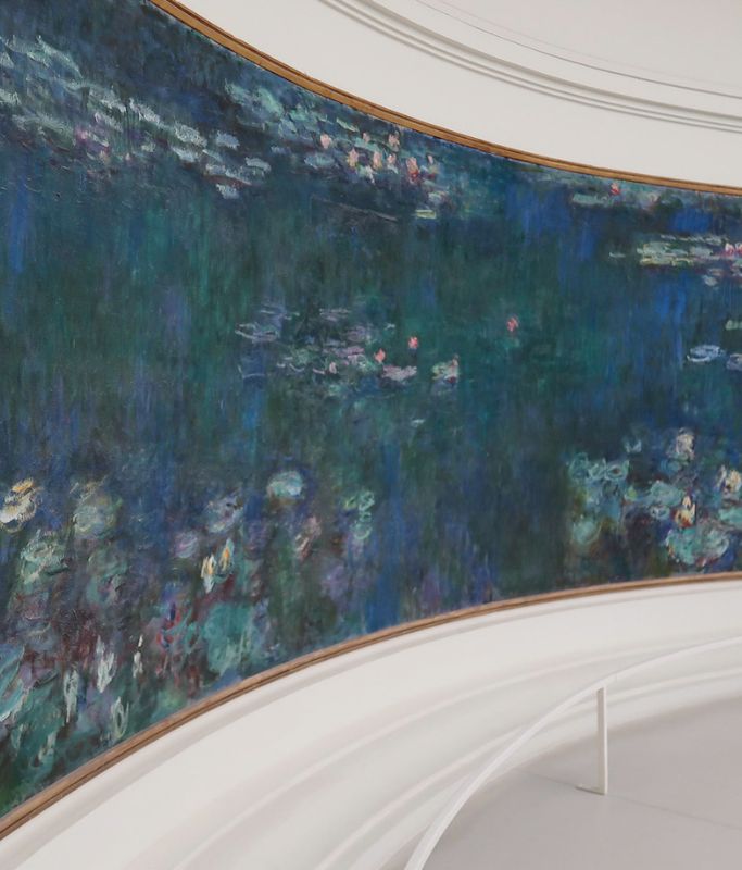 A picture of a portion of one of Monet's Water Lilies paintings.