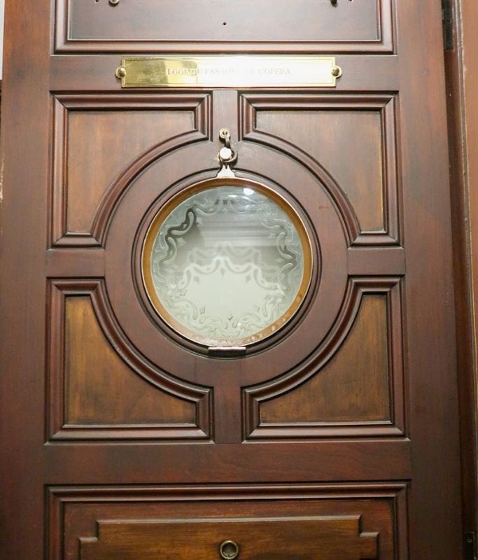 A picture of the door that says, "the Phantom of the Opera's box"