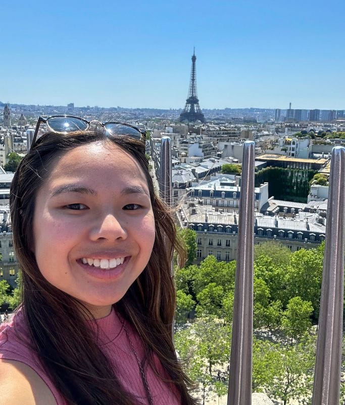 A picture of Kristin on top of the Arc de Triomphe.