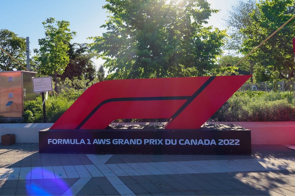A picture of the giant Formula 1 sign outside the Canadian grand prix in Montreal.