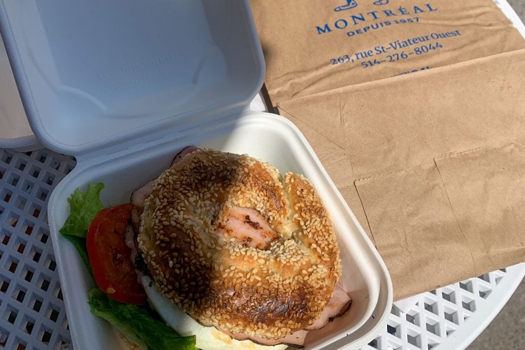A picture of a famous bagel from St. Viateur in Montreal! The food in Montreal can be expensive and rapidly increase the costs for your visit, but you can also find some pretty cheap eats if you visit the markets.