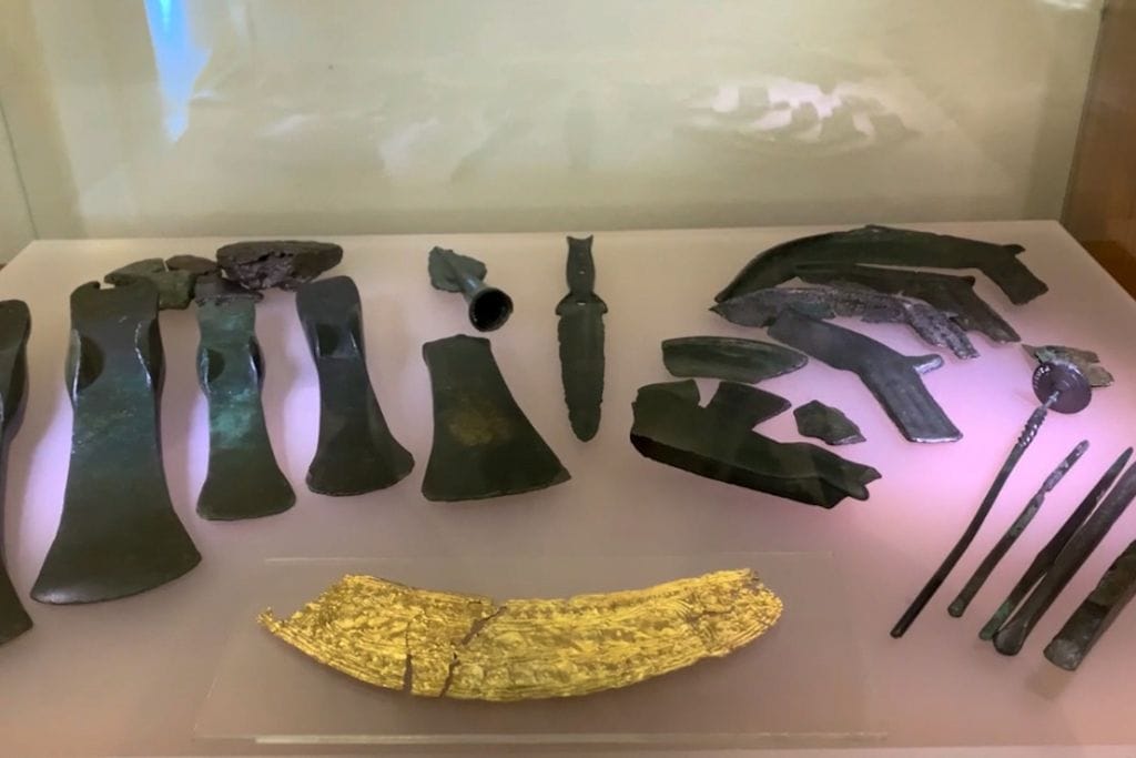 A picture of some ancient artifacts that were found at the bottom of lake bled. For those who enjoy history, getting to learn about one of the oldest castle's in Slovenia is another reason why Lake Bled may be worth visiting.