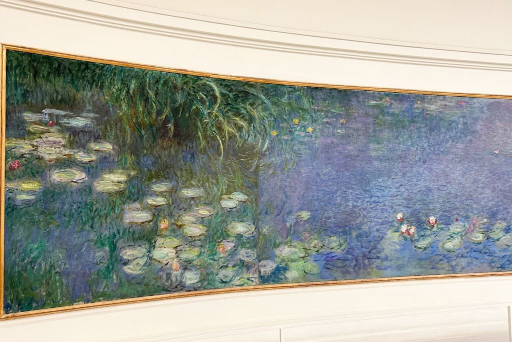 A picture of small section of another panel of Monet's Water Lilies series.