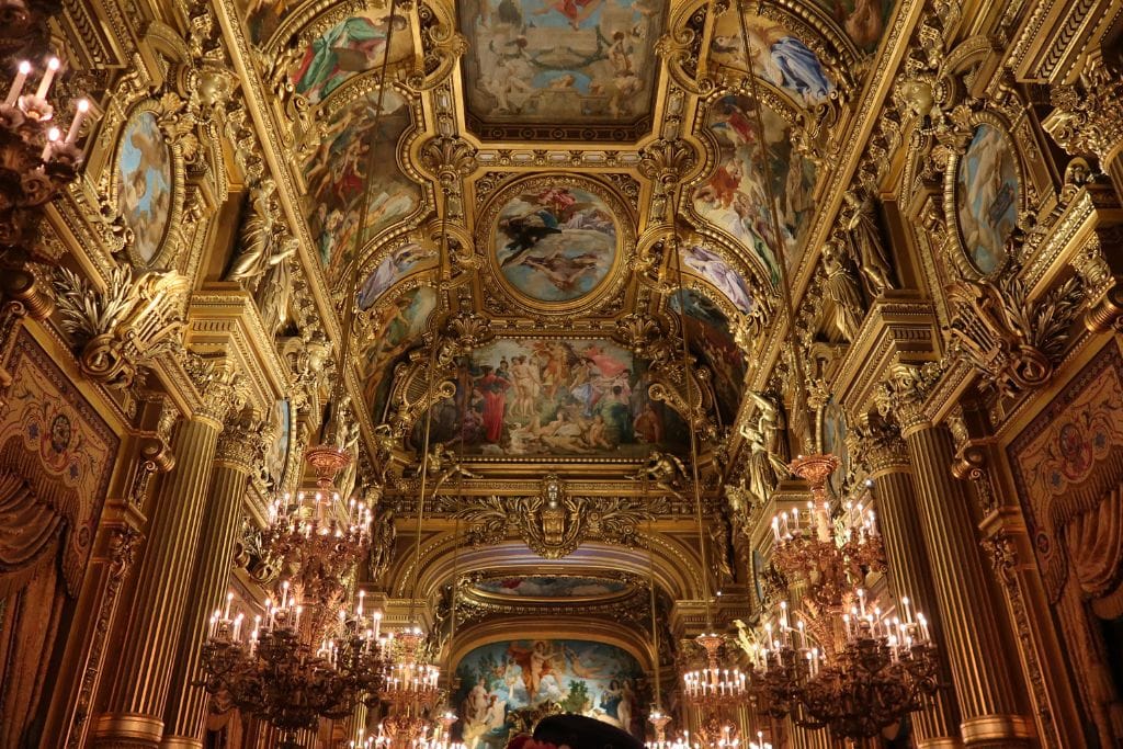 A picture of the opulence Grand Foyer in the Palais Garnier.