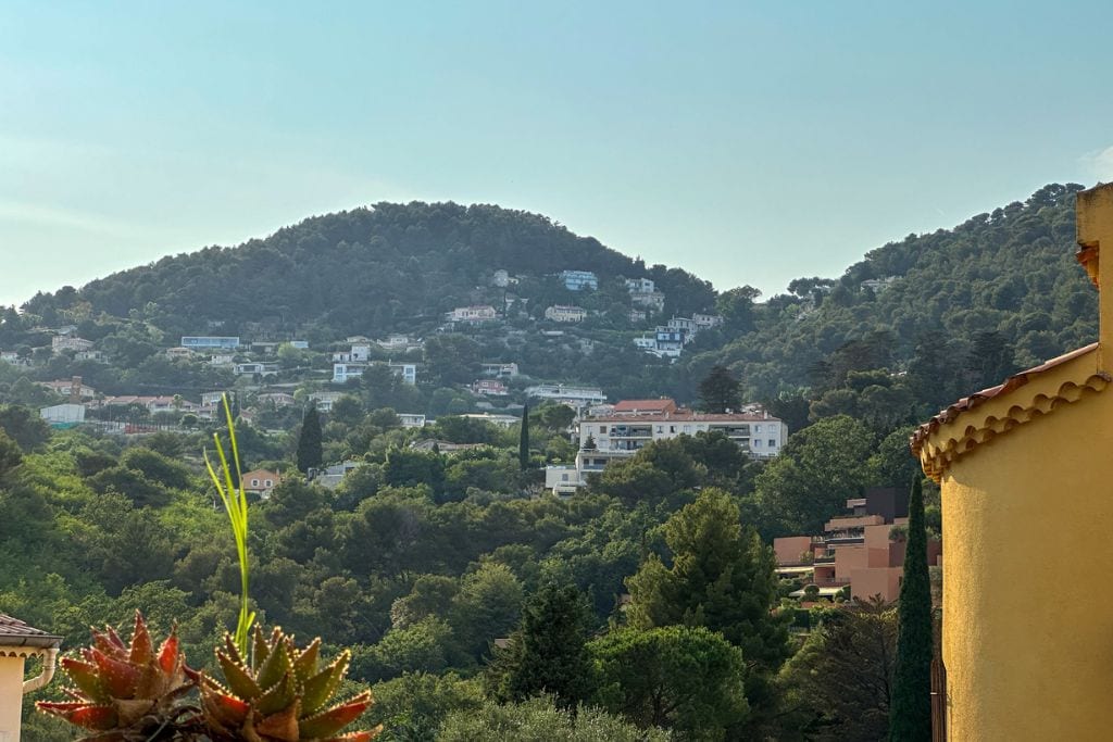 A picture of the view from the Eze-Village bus station. Another way to go from Nice to Eze and do a day trip is traveling via the bus system.