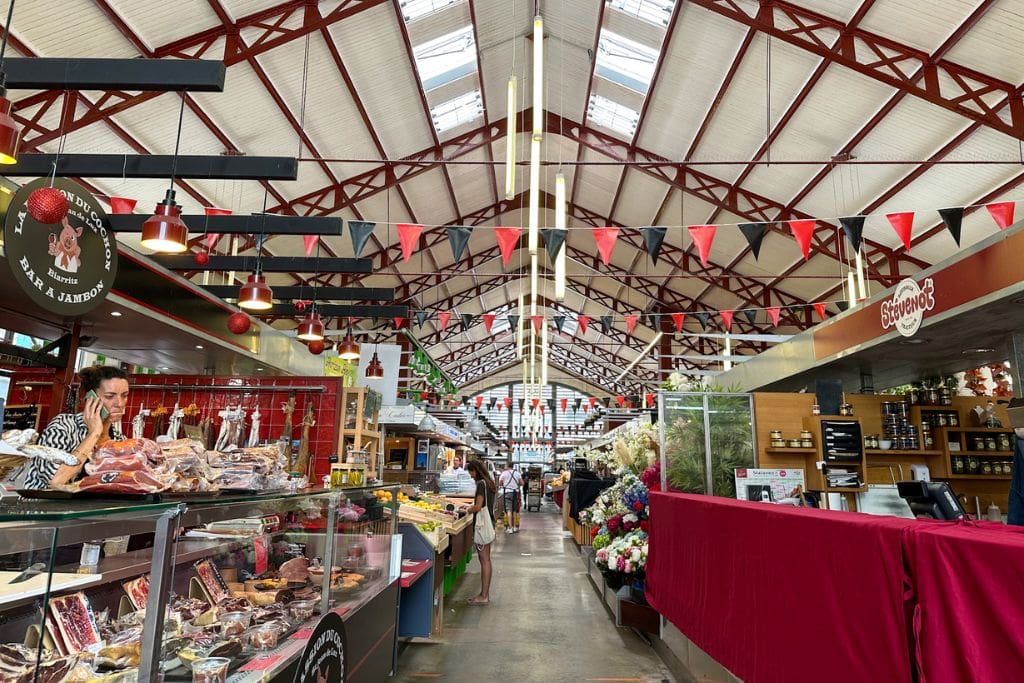 A picture of the inside of Halles de Biarritz. For foodies or those looking to save money by purchasing ingredients to prepare meals, be sure to stop by Halles de Biarritz!