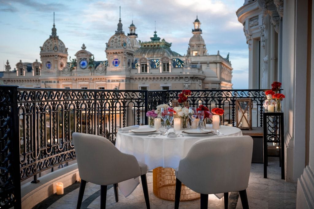 A picture of the terrace view from one of the room's at Hotel de Paris, the most famous and expensive 5-star hotel in Monaco.