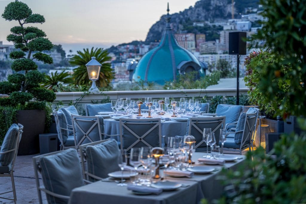 The view from Michelin-starred Pavyllon Monte-Carlo restaurant at Hôtel Hermitage.