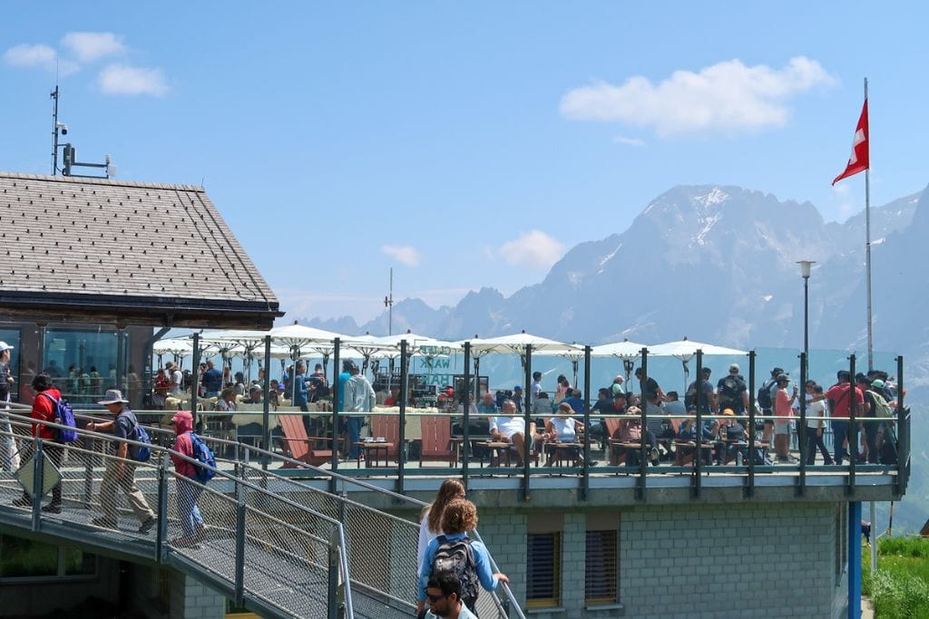 A picture of Bergrestaurant on First summit. If you want to dine with a view of the soaring peaks in the background, there is hardly a better place to do it than Grindelwald.