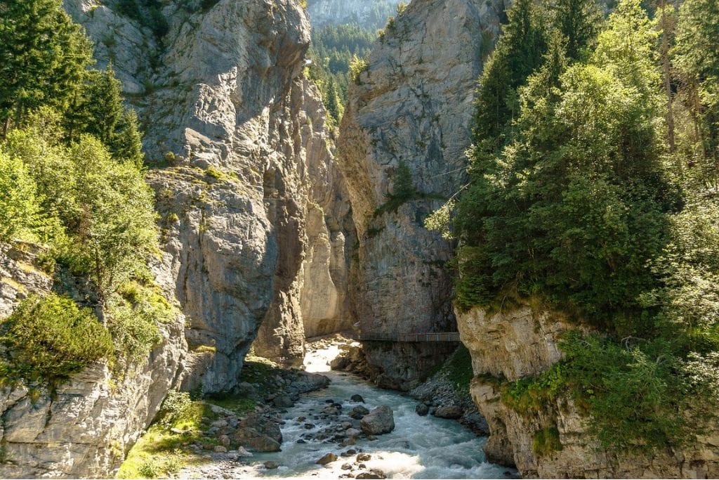 A picture of Glacier Canyon in Grindelwald. Exploring this beautiful gorge is great reason to make an effort to visit Grindelwald.