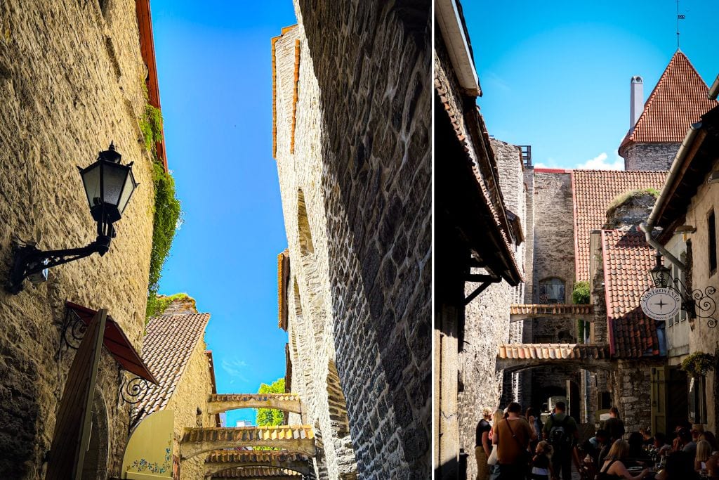 Two pictures of St. Catherine's Passage. This is fun street to walk along during your day trip to Tallinn because it has a very medieval atmosphere.