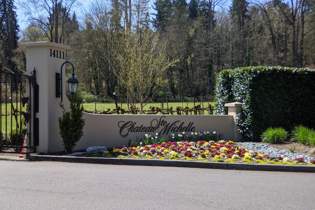 A picture of the entrance to Chateau Ste. Michelle. This is one of the most famous wineries near Seattle and several of the wine tours pass through here.