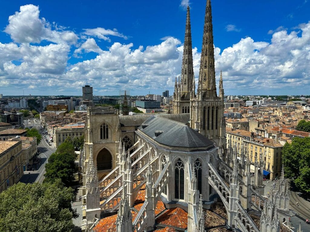 A picture of the view from the top of the Pey Berland tower in Bordeaux.