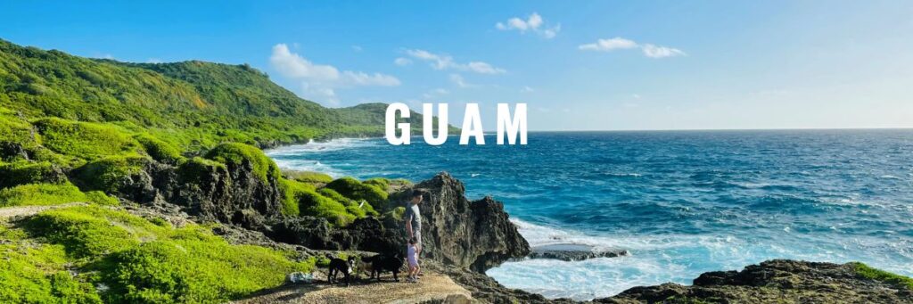 A picture of the verdant greenery along the coastline in Guam