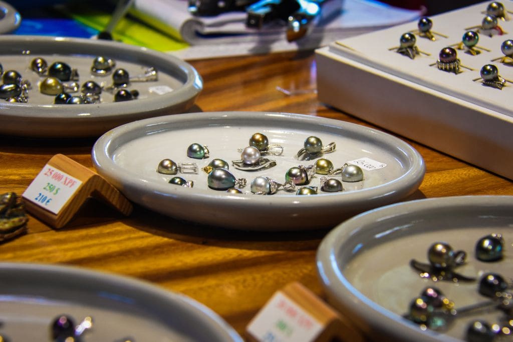 A picture of some black Tahitian Pearls. If you have money to splurge, a fun thing to do is visit the Tahiti Iti Pearl Farm and pick out a black pearl to bring back as a souvenir.