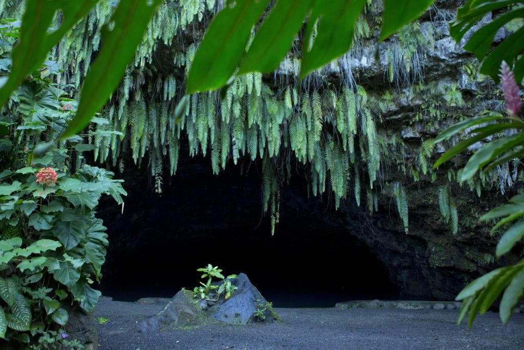 A picture of the Maraa Grotto in Tahiti.