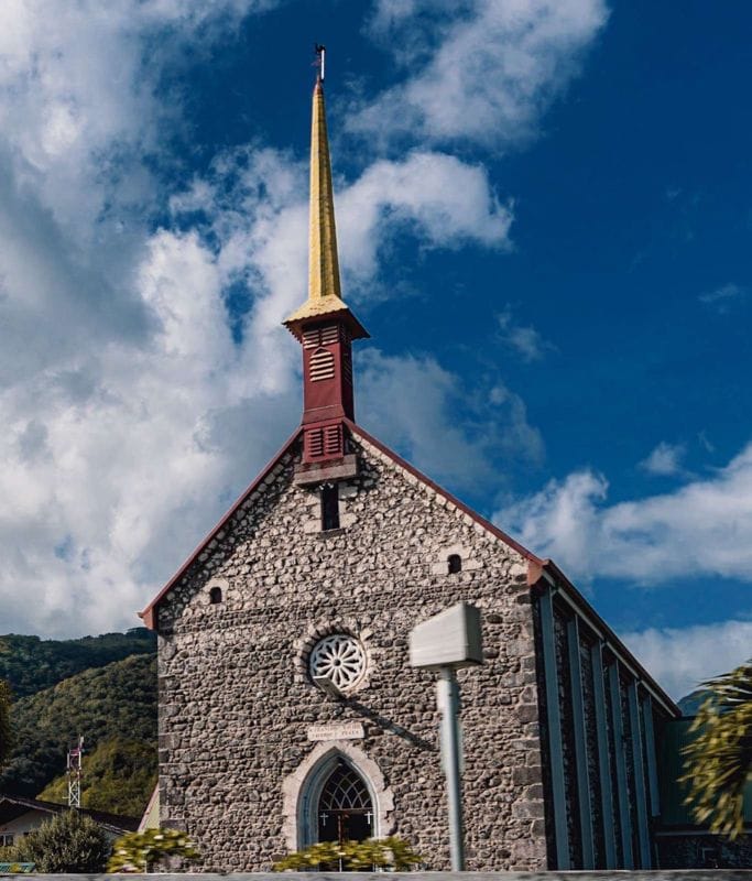 A picture of the Saint-Francois Xavier Church in Tahiti. 