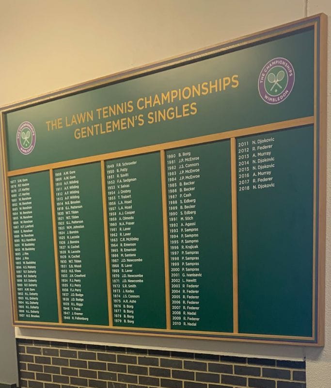 A picture of the past Wimbledon championship winners