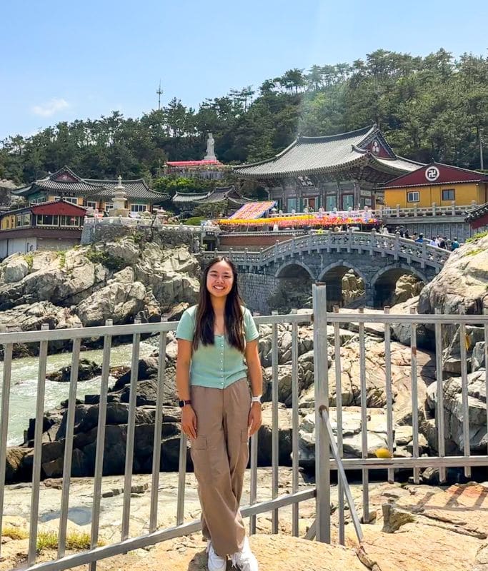 A picture of Kristin with the beautiful Haedong Yonggungsa Temple in Busan.