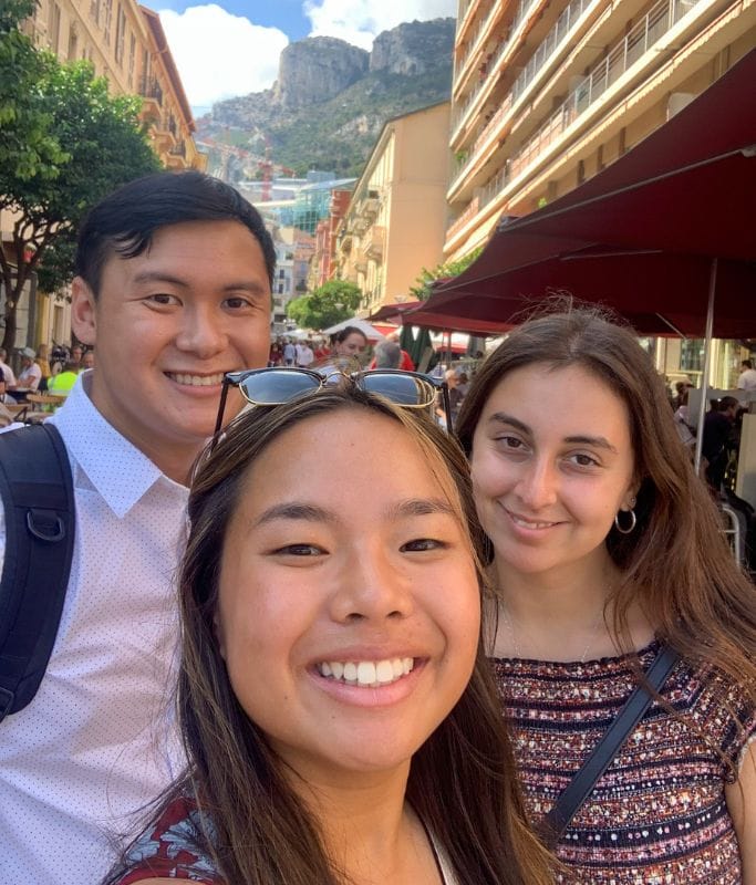 A picture of Kristin and her friends in the streets of Monaco.