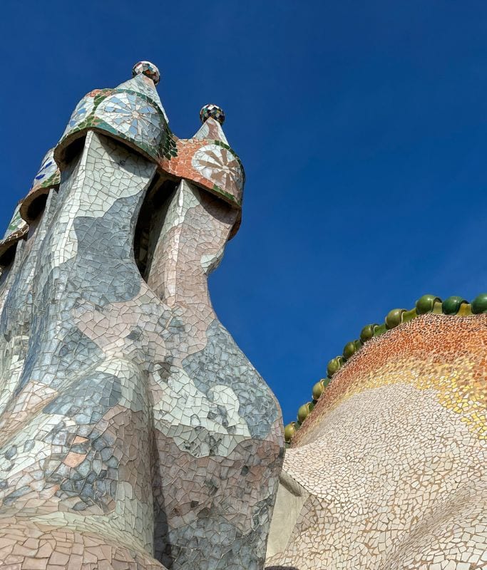 A picture of the chimney stacks on the roof terrace.