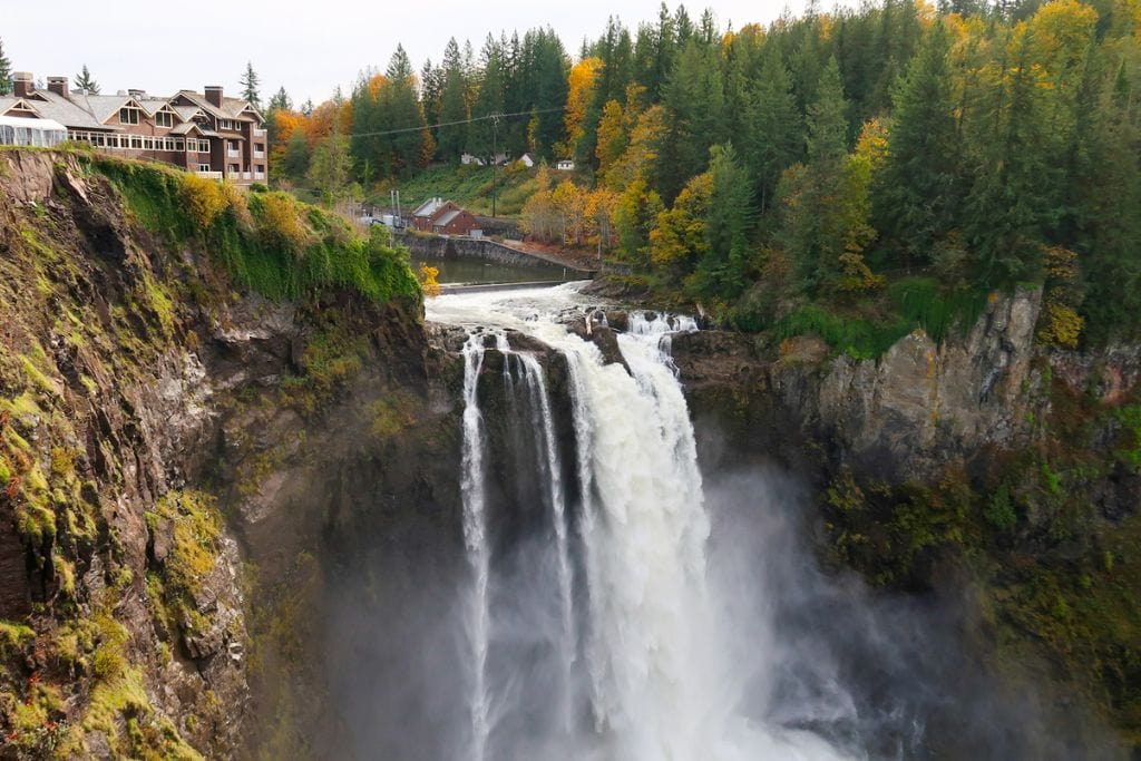 A picture of The powerful Snoqualmie Falls. This is not far from Seattle and a perfect excursion if you're looking to surround yourself in the Cascade region.