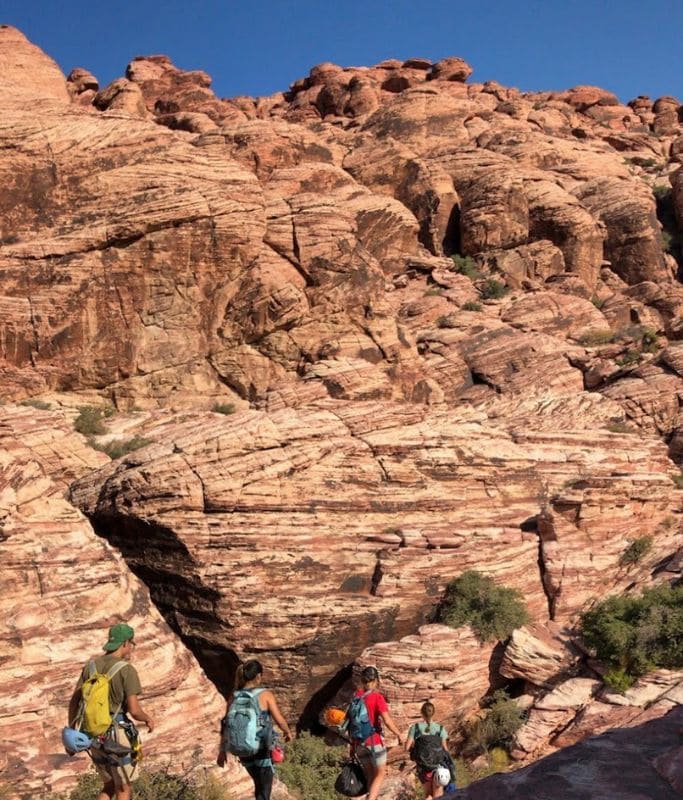 A picture of Kristin and several of her friends hiking in Red Rock Canyon.