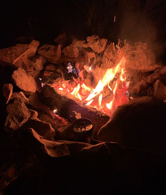 A picture of the campfire we made while camping at Red Rock Canyon Campground.