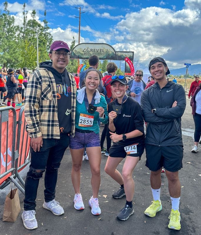 A picture of Kristin and her friends after finishing the Revel Big Bear Marathon. 